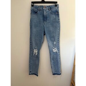 EXPRESS Mom Jean Super High Rise Light Wash Distressed‎ Denim Jeans Women's 2R